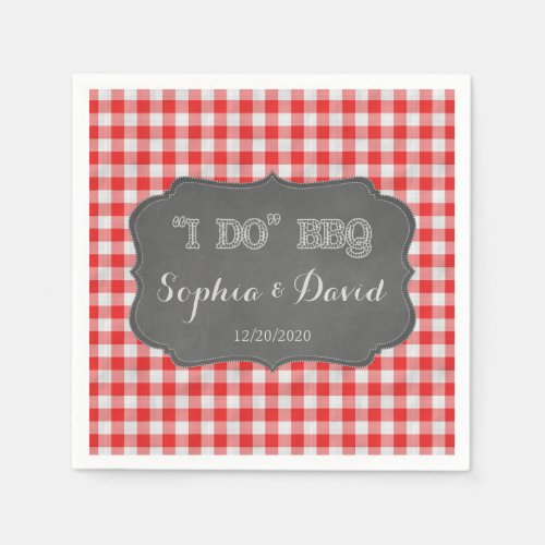 I DO BBQ Rustic Engagement Custom Napkins