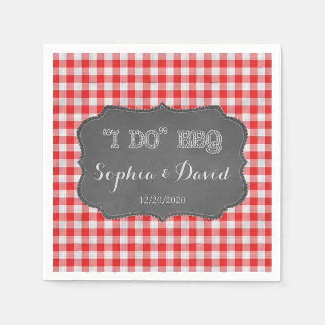 I DO BBQ Rustic Engagement Custom Napkins (Front)