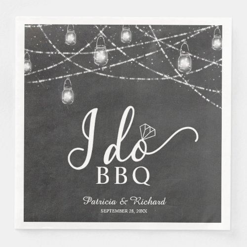 I Do BBQ Rustic Engagement Party Chalk Paper Dinner Napkins