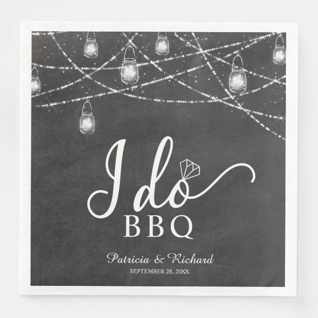 I Do BBQ Rustic Engagement Party Chalk Paper Dinner Napkins (Front)