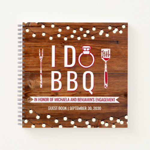 I Do BBQ Rustic Engagement Party Couple Guest Book