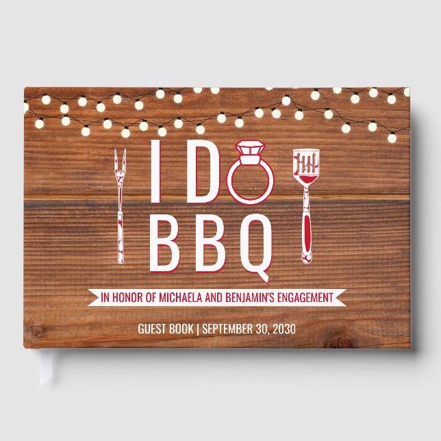 I Do BBQ Rustic Engagement Party Couples Shower Guest Book (Front)