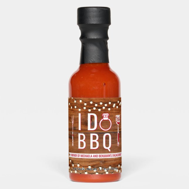 I Do BBQ Rustic Engagement Party Couples Shower Hot Sauces (Front)
