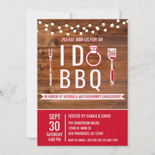 I Do BBQ Rustic Engagement Party Couples Shower Invitation