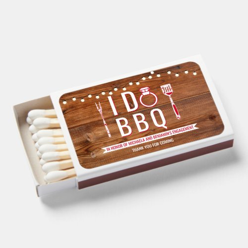 I Do BBQ Rustic Engagement Party Couples Shower Matchboxes