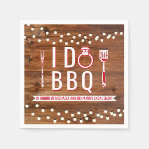 I Do BBQ Rustic Engagement Party Couples Shower Napkins
