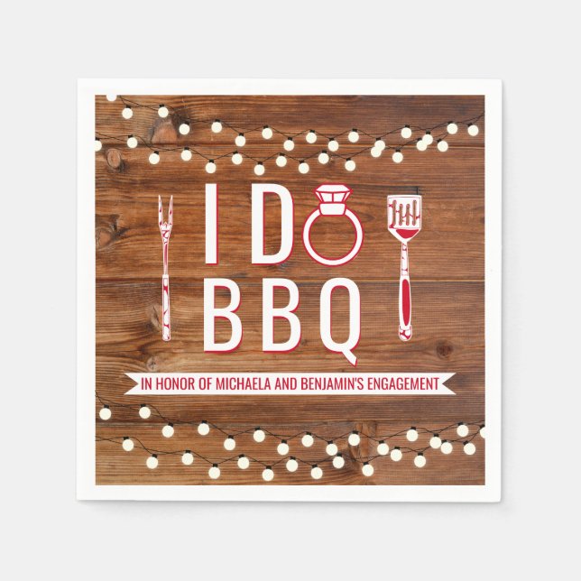 I Do BBQ Rustic Engagement Party Couples Shower Napkins (Front)