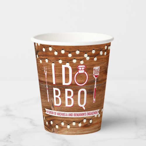 I Do BBQ Rustic Engagement Party Couples Shower Paper Cups