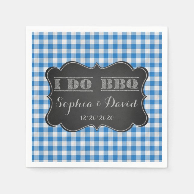 I DO BBQ Rustic Engagement Party Custom Napkins (Front)