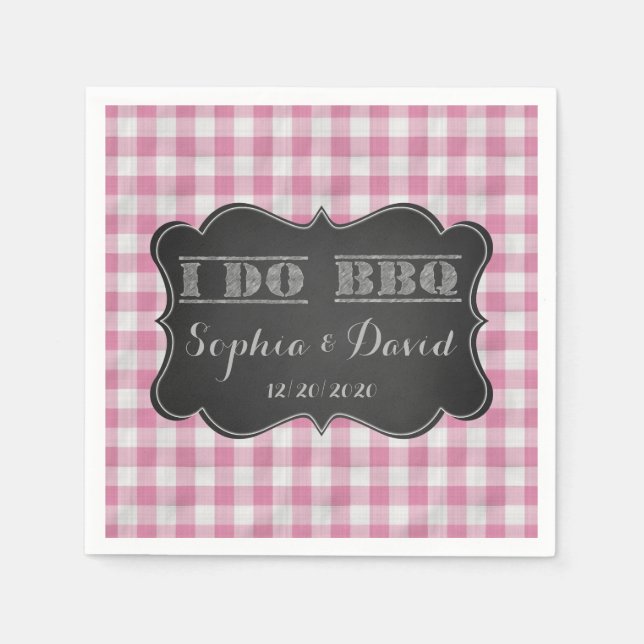I DO BBQ Rustic Engagement Party Custom Paper Napkins (Front)