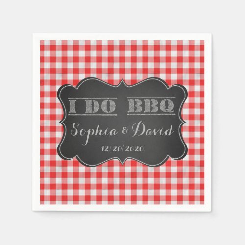 I DO BBQ Rustic Engagement Party Custom Paper Napkins