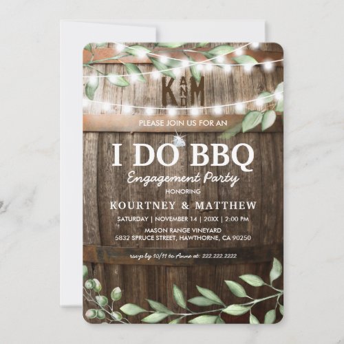 I DO BBQ Rustic Engagement Party Greenery Invitation