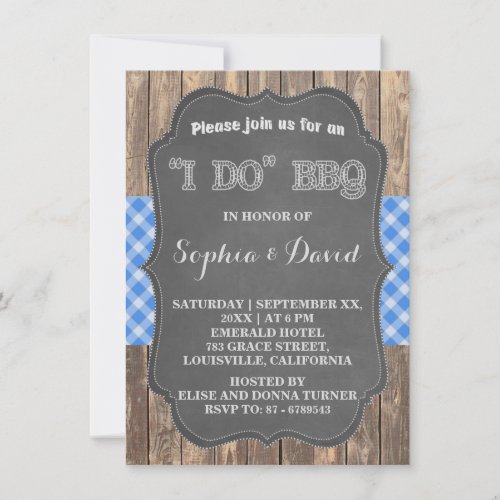 I DO BBQ Rustic Engagement Party Invitation