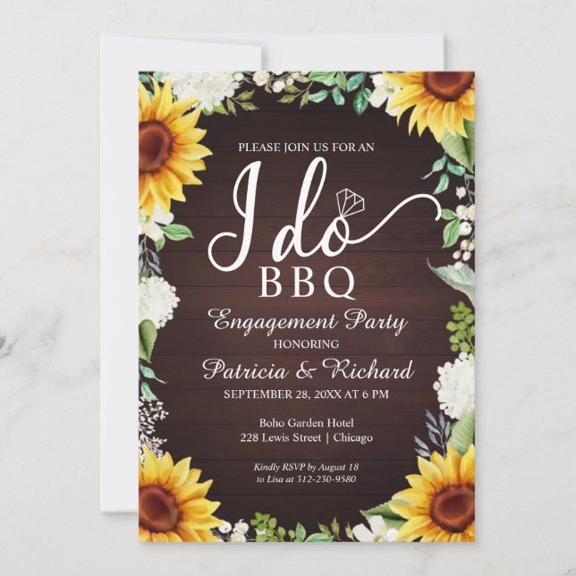 I Do BBQ Rustic Engagement Party Invitation (Front)