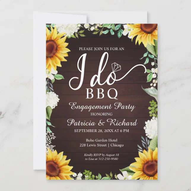 I Do Bbq Rustic Engagement Party Invitation Zazzle