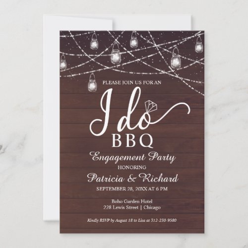 I Do BBQ Rustic Engagement Party Invitation