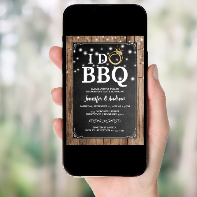 'I DO BBQ' Rustic Engagement Party Invitation (Front Digital)
