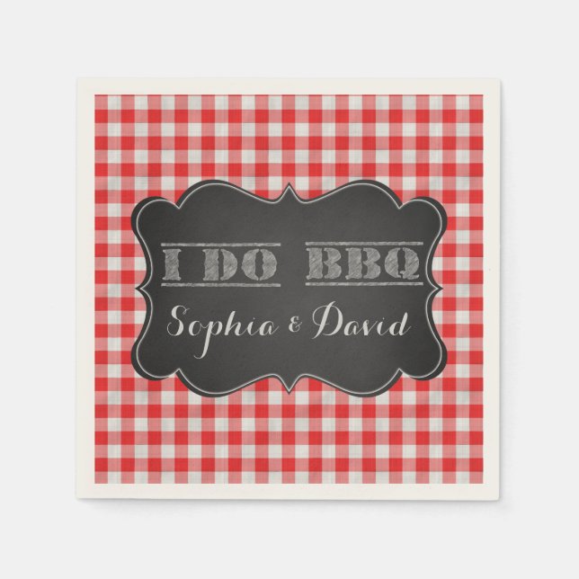 I DO BBQ Rustic Engagement Party Napkins (Front)