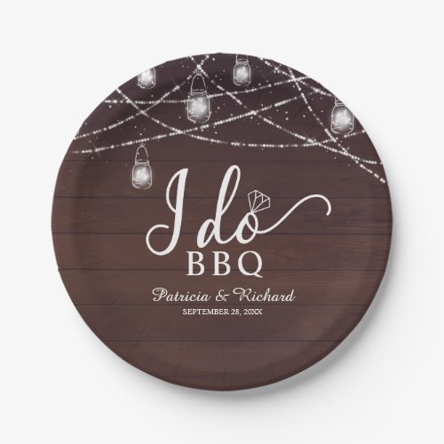 I Do BBQ Rustic Engagement Party Paper Plate