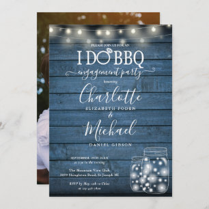 I Do BBQ Rustic Mason Jars Photo Engagement Invitation