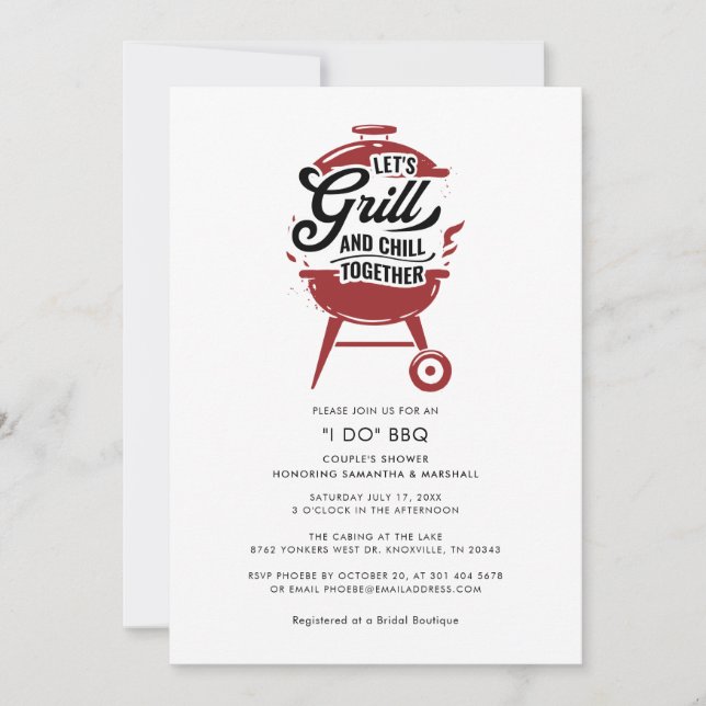 I DO BBQ Rustic Plaid Couples Shower Engagement Invitation (Front)