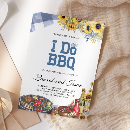 I Do BBQ Rustic Sunflower Engagement Party Invitation