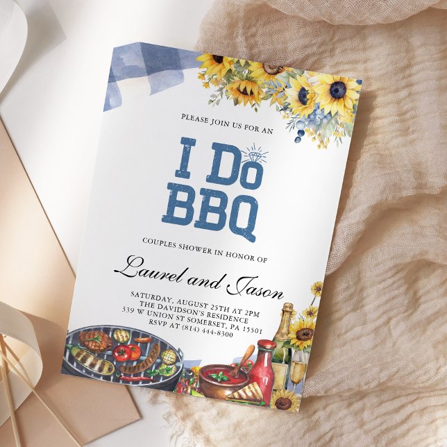 I Do BBQ Rustic Sunflower Engagement Party Invitation (Creator Uploaded)