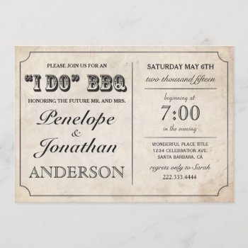 I Do Bbq Rustic Vintage Wedding Invitations by Anything_Goes at Zazzle