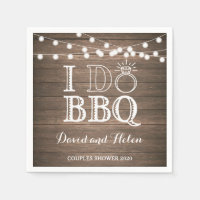 I DO BBQ Rustic Wedding Engagment Napkin