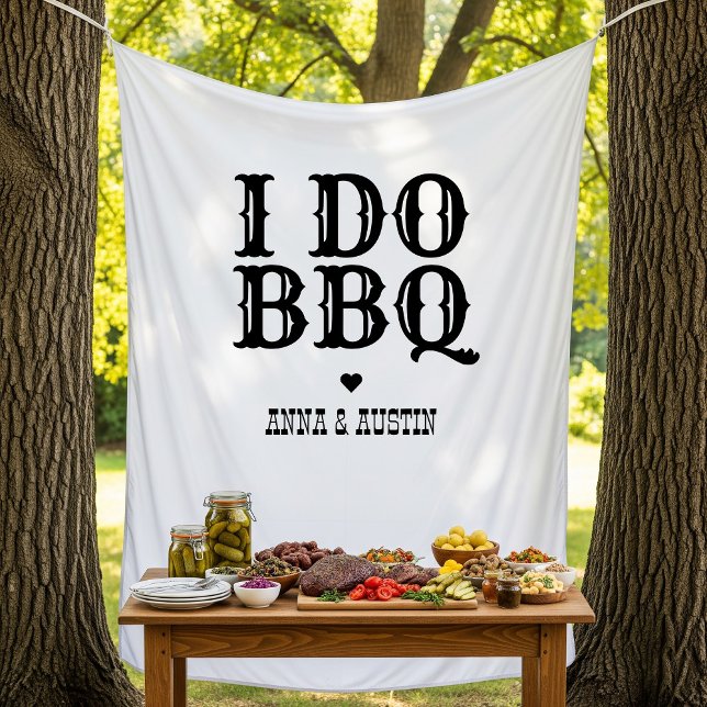 I Do BBQ Rustic Wedding Tapestry Sign (Creator Uploaded)