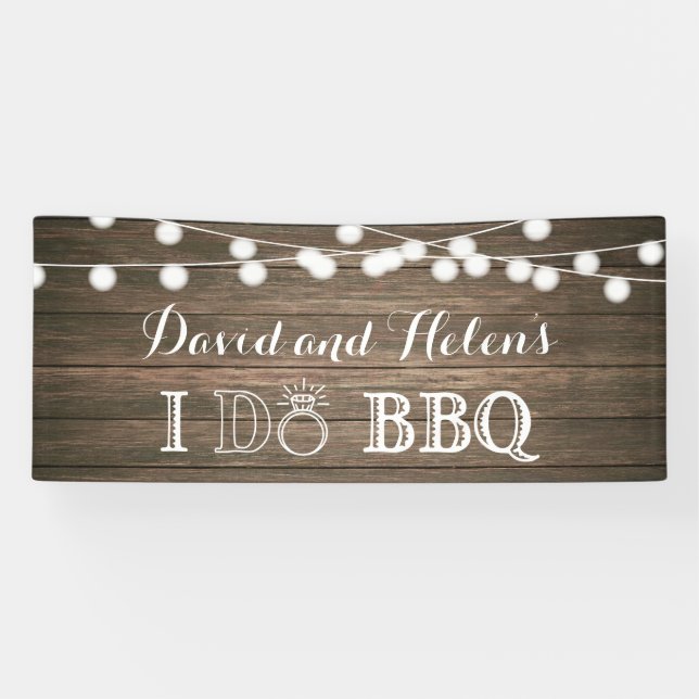 I DO BBQ Rustic Wood Wedding Engagment Banner (Horizontal)