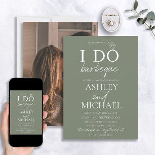 I DO BBQ Sage Green Simple Script Photo Shower Invitation
