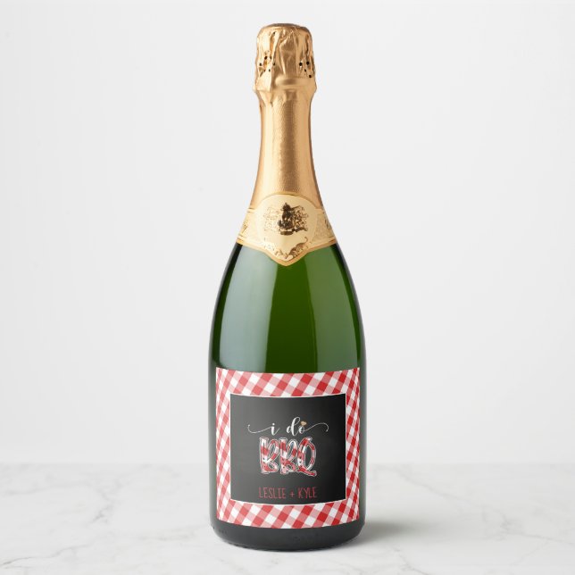 I Do BBQ Sparkling Wine Label - Red - Custom (Front)
