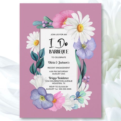 I Do BBQ Spring Floral Engagement Party Invitation