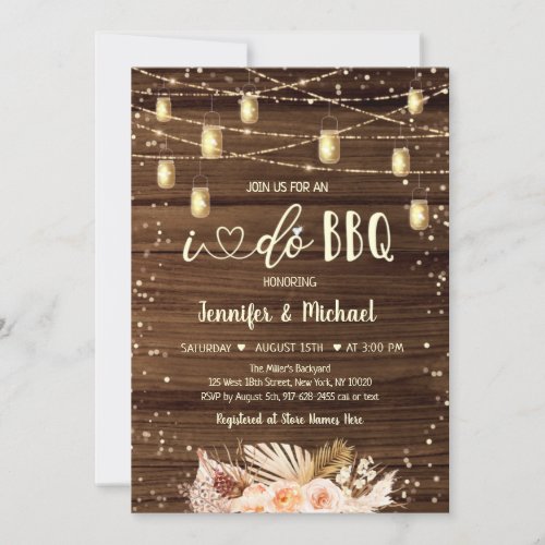 I Do BBQ String Lights Floral Bridal Shower Invitation