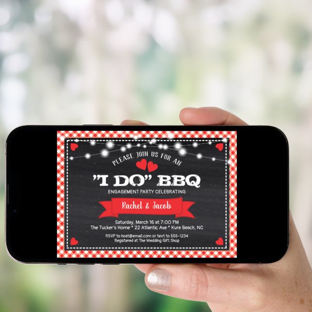I DO BBQ String Lights Shower Engagement Party Invitation (Front Digital)