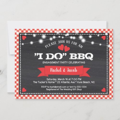 I DO BBQ String Lights Shower Engagement Party Invitation