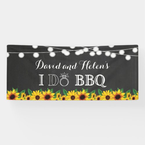 I DO BBQ Sunflower Chalkboard Wedding Engagment Banner