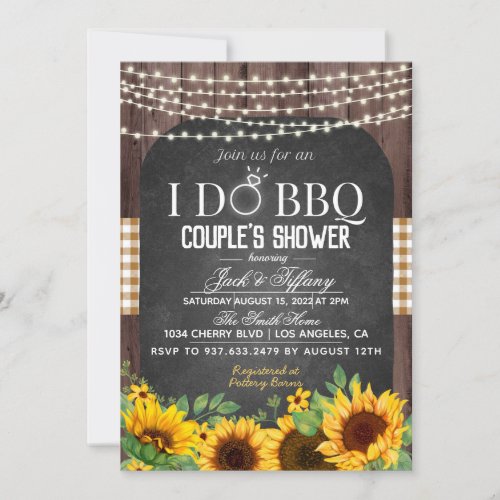 I Do BBQ Sunflower Couples Shower Invitation