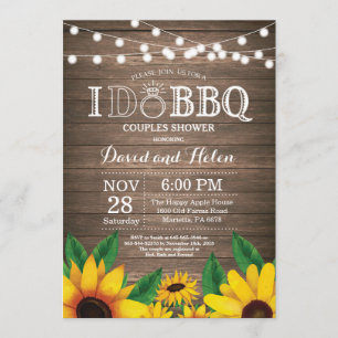 I DO BBQ Sunflower Couples Shower Rustic Invite