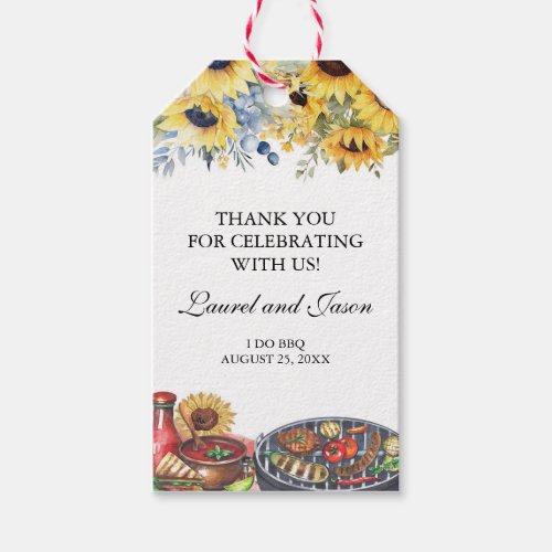 I Do BBQ Sunflower Rustic Engagement Party Favor Gift Tags