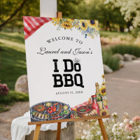 I Do BBQ Sunflower Rustic Engagement Party Welcome