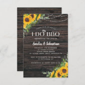 I Do BBQ Sunflower Wood Lights Bridal Shower Invitation (Front/Back)