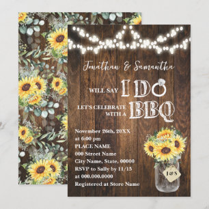 I do BBQ Sunflowers Western Couples Shower Invitation