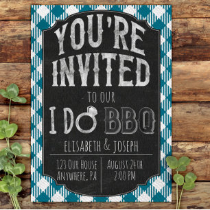 I Do BBQ Teal Bridal & Wedding Shower Invitation
