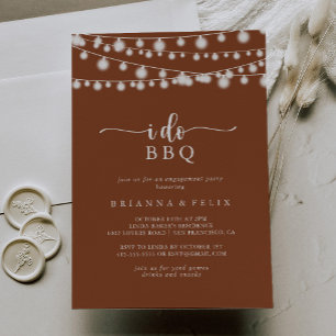 I Do BBQ Terracotta Lights Engagement Party Invitation