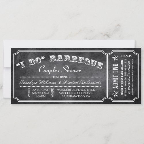 I DO BBQ Ticket Invitations  Couples Shower