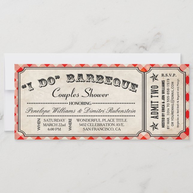 I DO BBQ Ticket Invitations | Couples Shower (Front)