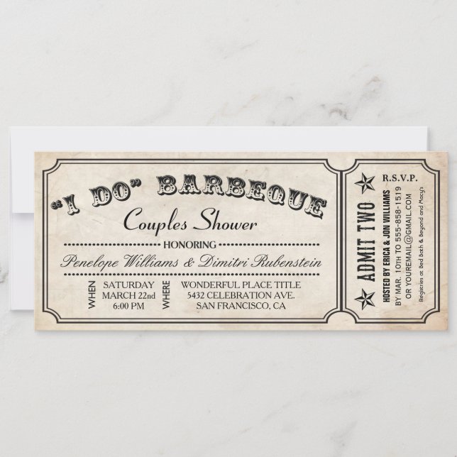 I DO BBQ Ticket Invitations | Couples Shower (Front)