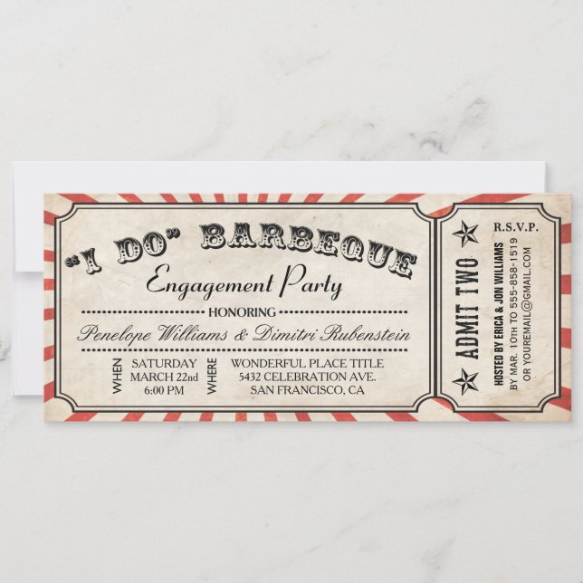 I DO BBQ Ticket Invitations | Engagement Party (Front)